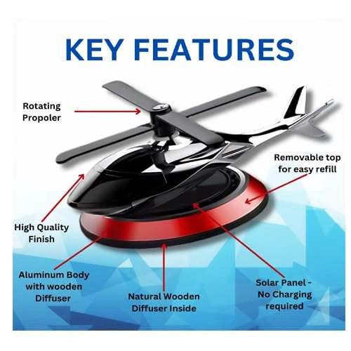 Solar Powered Helicopter Car Air Freshener, Aromatherapy Car Interior Decoration, Perfume Diffuser