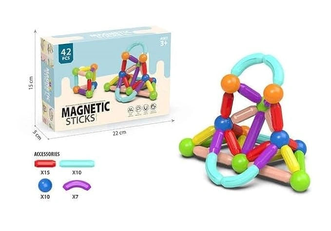 "KIDIIG 42-piece colorful magnetic sticks and balls set for kids, 3D construction building blocks, educational and puzzle toy, perfect for birthday gifts."