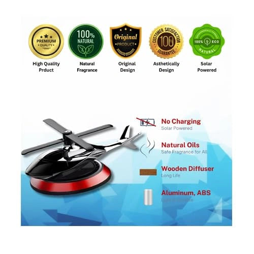 Solar Powered Helicopter Car Air Freshener, Aromatherapy Car Interior Decoration, Perfume Diffuser