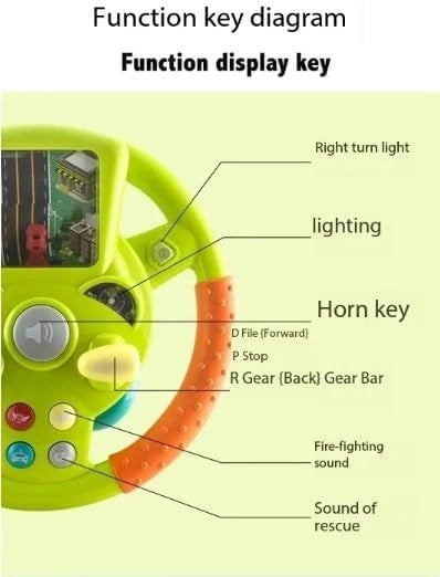 KRIDEZ multifunctional music toy – cartoon-style electronic steering wheel for children