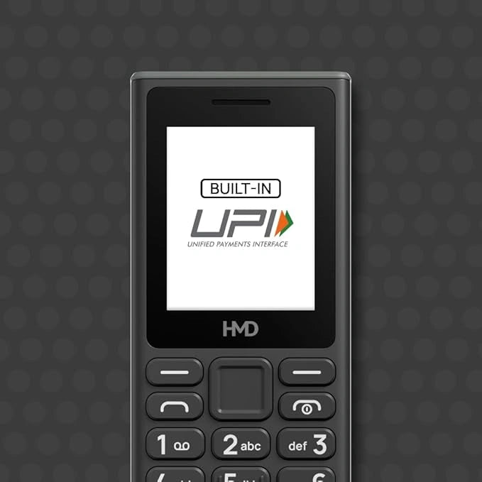 HMD 105 Keypad Phone with Built-in UPI App, Phone Talker, Long-Lasting Battery, Wireless FM Radio | Black