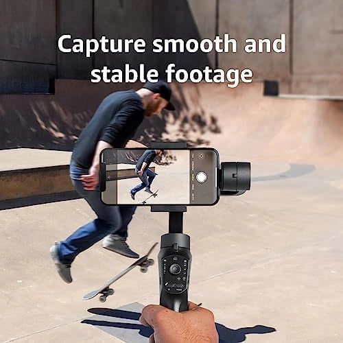 Handheld Gimbal Stabiliser with 3-Axis Feature and Tripod, Facial Tracking, Time Lapse, FPV, Up to 12 Hours Operational Time, Compatible with All Smart Phones