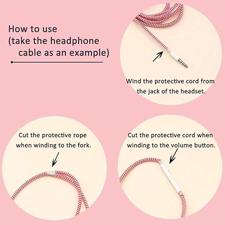 Vellect Metallic Finish Cable Spiral Protector/Wire Repair/Pet Cord Protector/Headphone Saver, Cable Wrap/Cover for Charging Cable muli colour