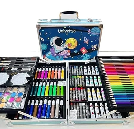 DEMOKRAZY Space Theme Art & Craft Painting Kit for Kids, 145 Colours, Suitcase Style, Birthday Gift