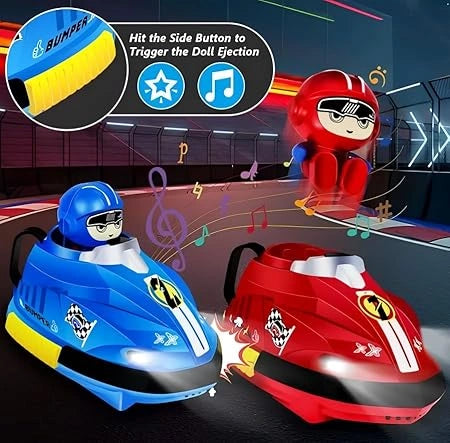 “RC Remote Control Dual Racing Cars with music, lights, 2.4GHz control, ejectable figures, and 360° rotation – fun family game toy and birthday gift.”