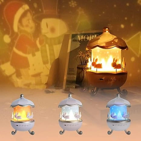 Bunny Carousel Night Light Projector | 6 Set Films Rotating LED Lamp | Star Projection Light for A Magical Nursery Atmosphere | Rabbit Night Lamp for Kids Room (Bunny Night Light)
