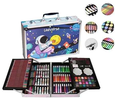 DEMOKRAZY Space Theme Art & Craft Painting Kit for Kids, 145 Colours, Suitcase Style, Birthday Gift