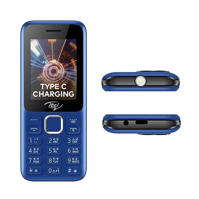 itel Power 450 - Enhanced with Type C Charger, 2500 mAh Battery, Auto Call Recording, Wireless FM Radio, and 32GB Expandable Memory- Deep Blue