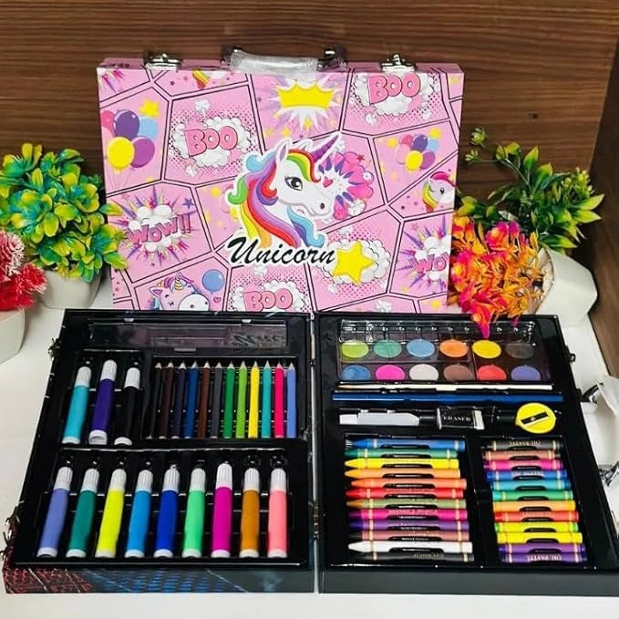 APK E-STORE Wooden Stationery Plus Colour Suitcase - Complete Stationery Set, Ideal for Artists, Students, and Professionals