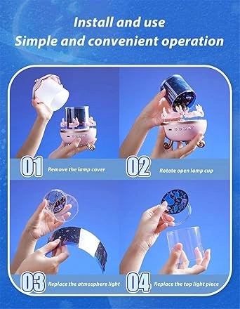 Bunny Carousel Night Light Projector | 6 Set Films Rotating LED Lamp | Star Projection Light for A Magical Nursery Atmosphere | Rabbit Night Lamp for Kids Room (Bunny Night Light)