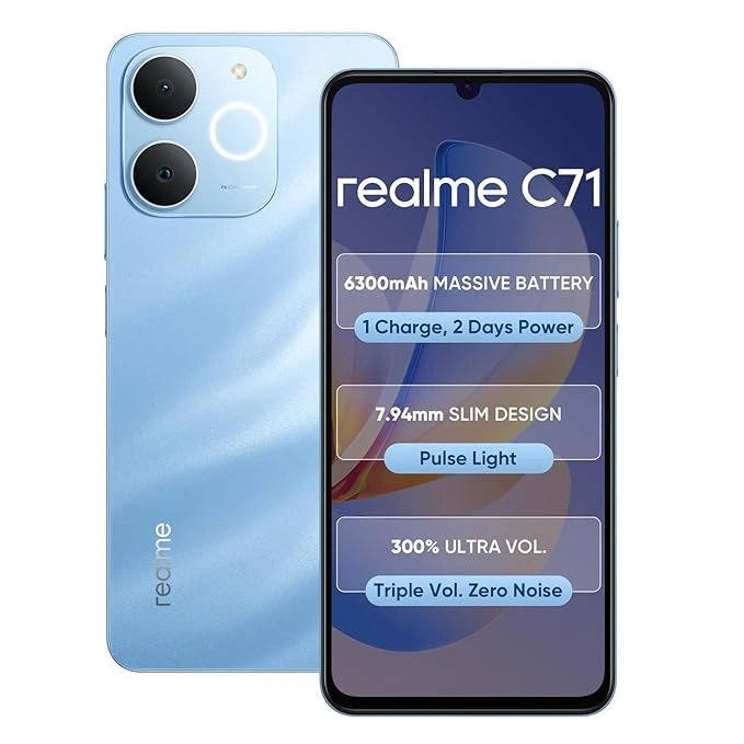 Realme C71 smartphone – 6.72-inch display, 5000mAh battery, 45W fast charging, AI camera, best price available at JJR Mobiles, Thoothukudi.