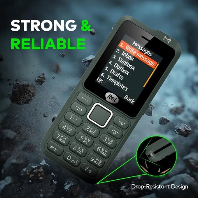 Itel Kingsignal Keypad Mobile Phone | Stronger Signal |1500 mAh 33 Days Standby Super Battery | Type C Charger | KingVoice | Wireless FM with Recording | Auto Call Recording |Kevlar Texture|ArmyGreen