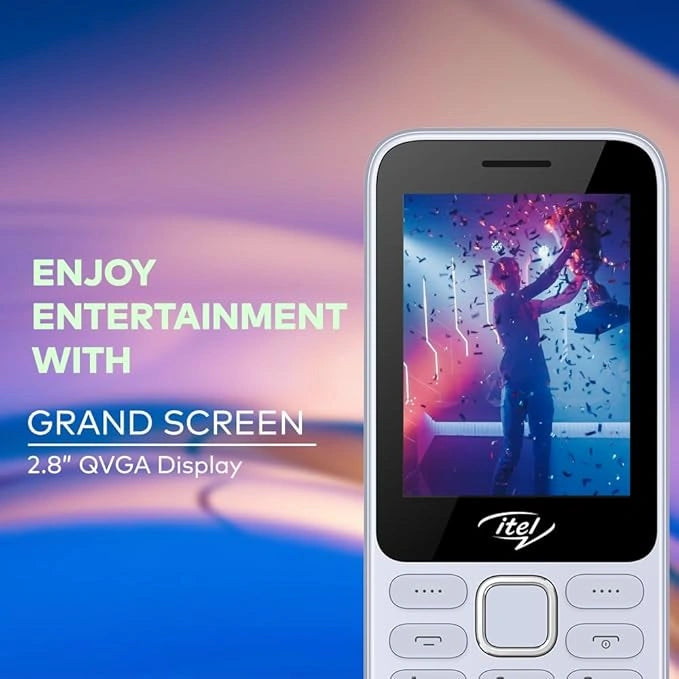 itel it5330 Keypad Mobile Phone | 2.8" Big Display | Premium Glass-Like Back Design | 1900mAh Long-Lasting Battery | Auto Call Recording | Wireless FM | Light Blue