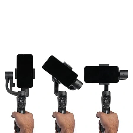 Handheld Gimbal Stabiliser with 3-Axis Feature and Tripod, Facial Tracking, Time Lapse, FPV, Up to 12 Hours Operational Time, Compatible with All Smart Phones