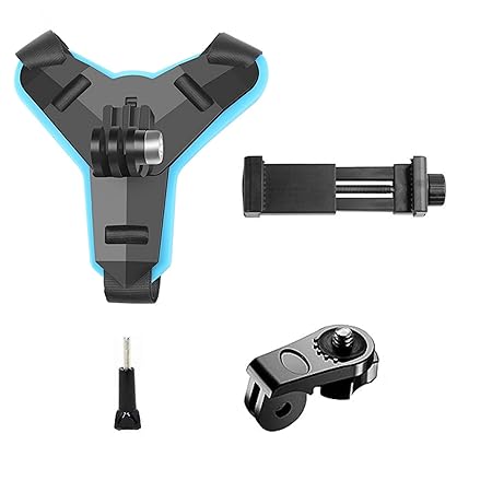 Multipurpose Helmet Chin Strap Mount with Mobile Holder Clip & Screw Compatible with All Smart Phones Go pro Hero 9/8/7/6,SJCAM, Yi, DJI Osmo Action & Other Action Cameras