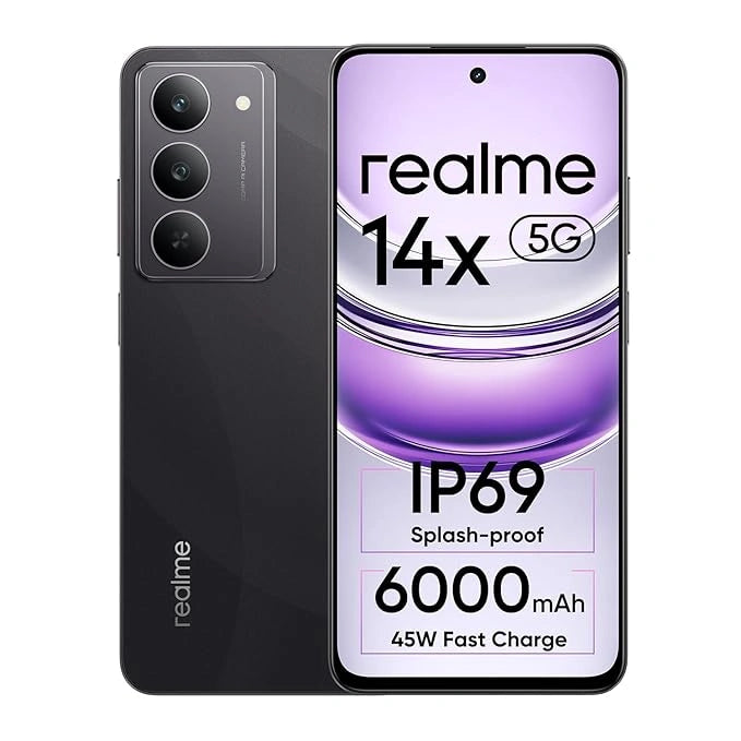 Realme 14x 5G smartphone with sleek design, high-speed processor, and powerful camera — modern 5G phone for smooth performance and trendy style.