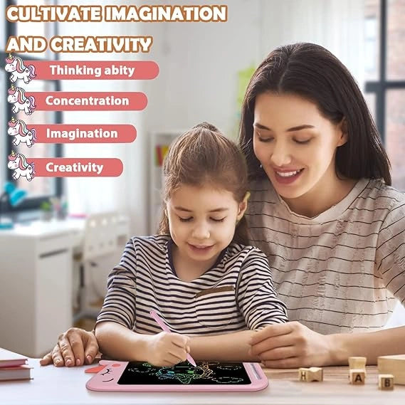 Kaihery 10" Pink Whimsical LCD Writing Tablet, Doodle Board, Toddler Toys, Dinosaur Toy Drawing Board, Christmas Birthday Gift, Drawing Pad for 3-8 Years Old Kids