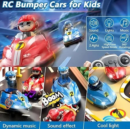 “RC Remote Control Dual Racing Cars with music, lights, 2.4GHz control, ejectable figures, and 360° rotation – fun family game toy and birthday gift.”