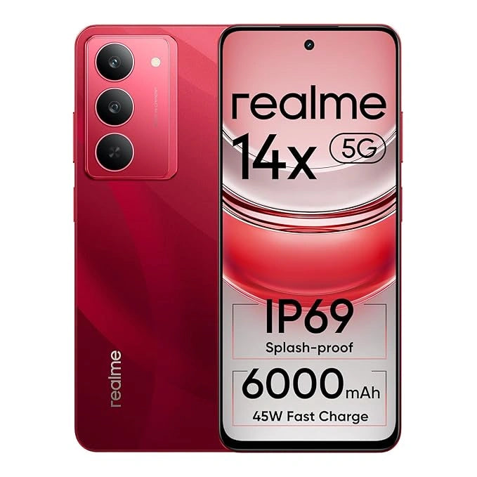 Realme 14x 5G smartphone with sleek design, high-speed processor, and powerful camera — modern 5G phone for smooth performance and trendy style.