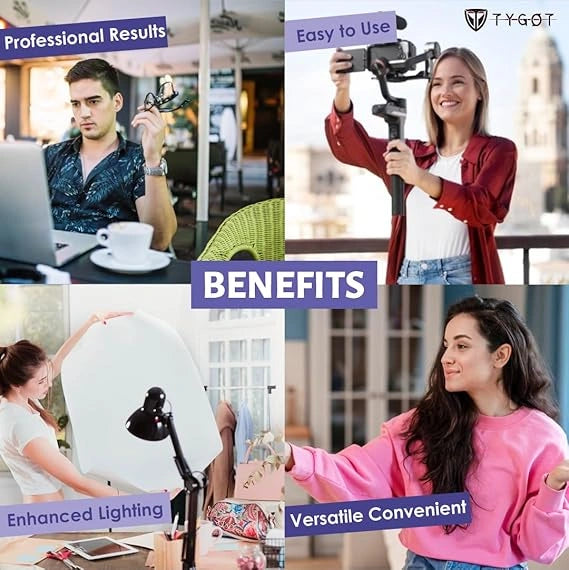 Tygot Vlogging Kit 6 in 1 for iPhone, Android (with Tripod), Mini LED + Cardioid Microphone + Phone Clip + Tripod for Live Broadcasting, Video Calling, Vlogging, YouTube, Instagram