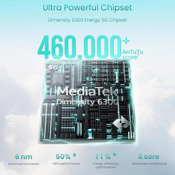 realme 14T 5G Smartphone 8+128GB Surf Green, 6.67-inch Screen, 120Hz Display, 6000mAh Battery, 68MP Camera, MediaTek Dimensity 6300, IP69