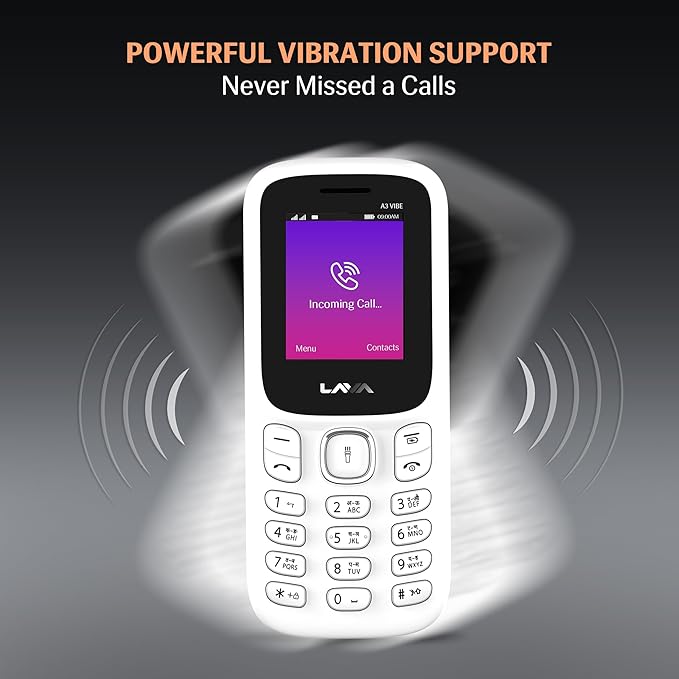 Lava A3 Vibe Dual Sim Keypad Mobile Phone | 1750mAh Big Battery | 1.8" Large Display | 7 Languages Read & Write Support | Vibration Alert (White Beige)