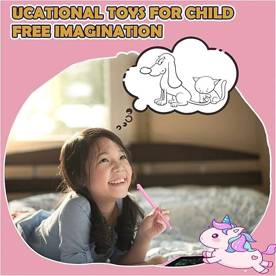 Kaihery 10" Pink Whimsical LCD Writing Tablet, Doodle Board, Toddler Toys, Dinosaur Toy Drawing Board, Christmas Birthday Gift, Drawing Pad for 3-8 Years Old Kids