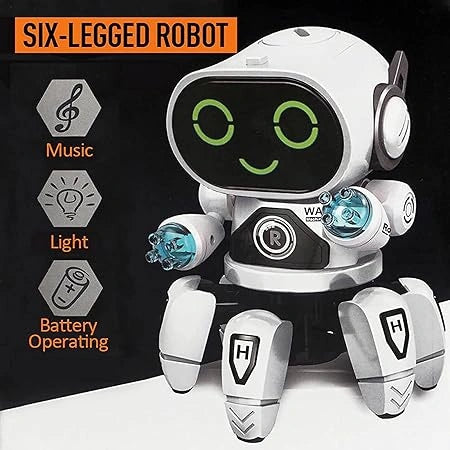 "Dancing robot toy with LED lights, 360° movement, musical interactive robot for boys, girls, toddlers, and kids."