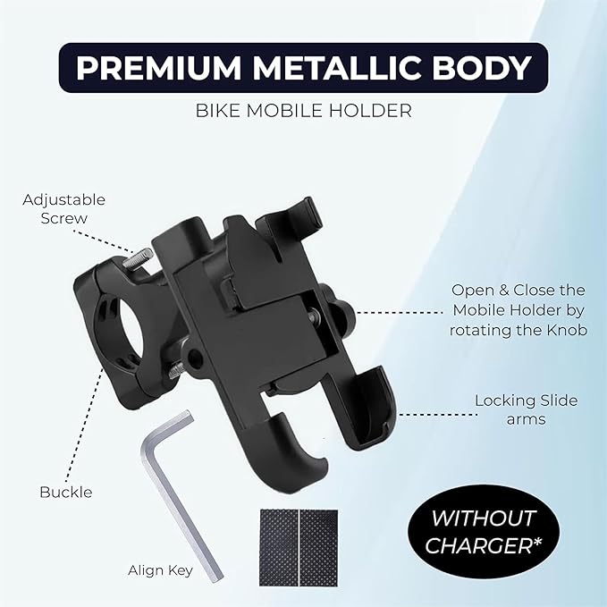 360° Rotating Bike Mobile Holder C1 Bike Mobile Stand Secure & Convenient Phone to Any Angle for Easy Navigation Fits for All Smartphones Black