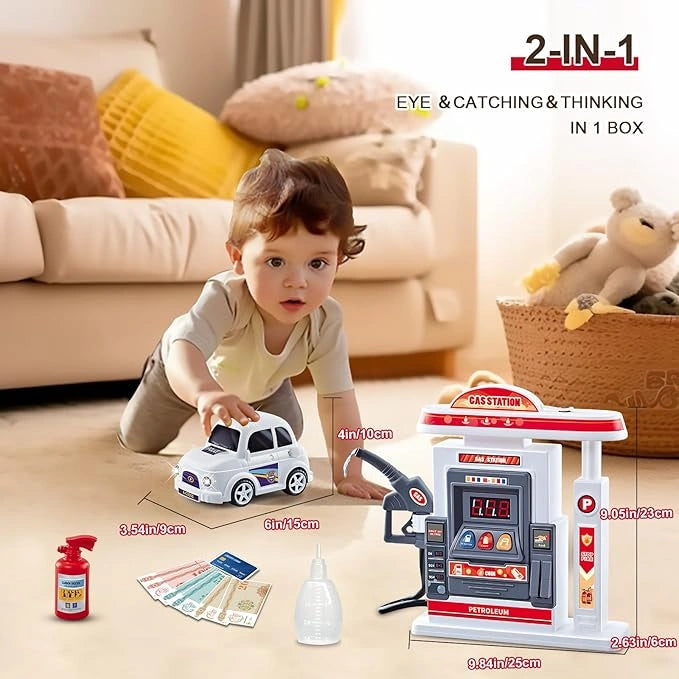 Kids Toy Race Car Gas Station Set