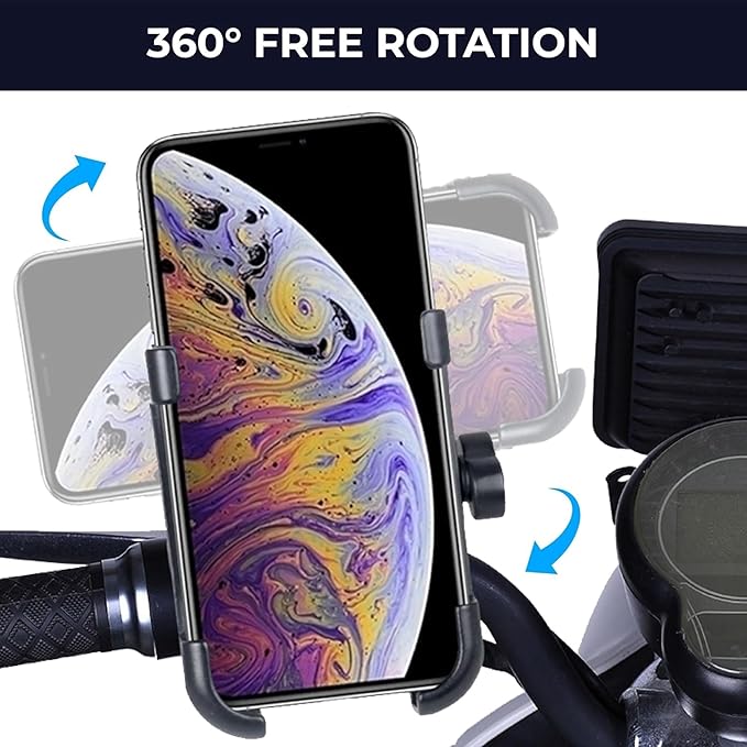 360° Rotating Bike Mobile Holder C1 Bike Mobile Stand Secure & Convenient Phone to Any Angle for Easy Navigation Fits for All Smartphones Black