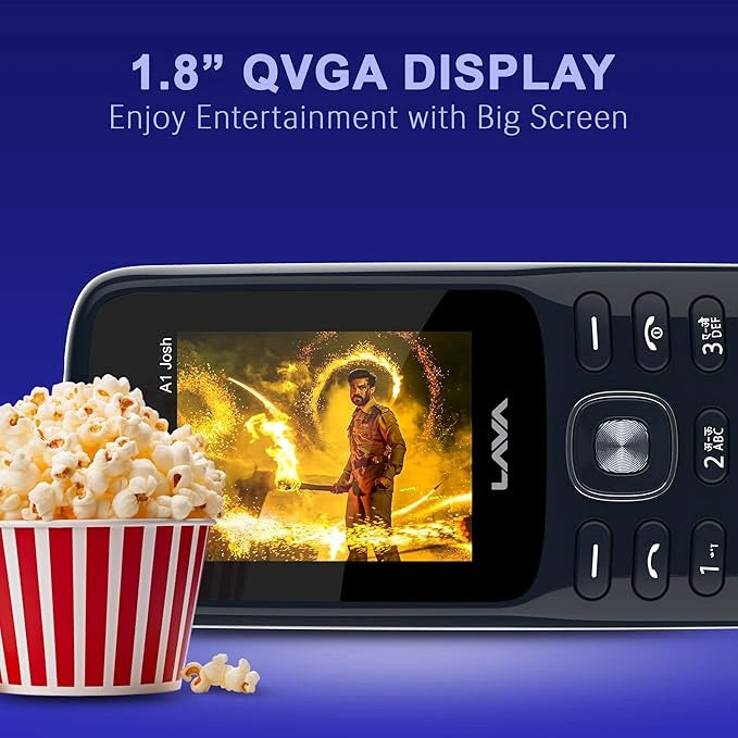 Lava A1 Josh (with BOL Feature) Dual Sim Keypad Mobile Phone | Long-Lasting Battery |22 Launguages Read Support | Auto Call Recording | Call Blink Notification (Blue Silver)