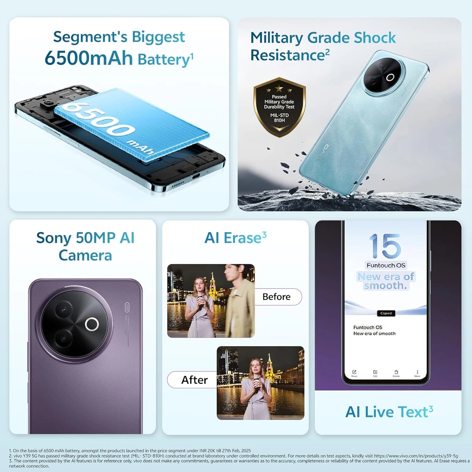 Vivo Y39 by JJR Products, available at JJR Mobile—front and rear view highlighting dual-camera design and large display.