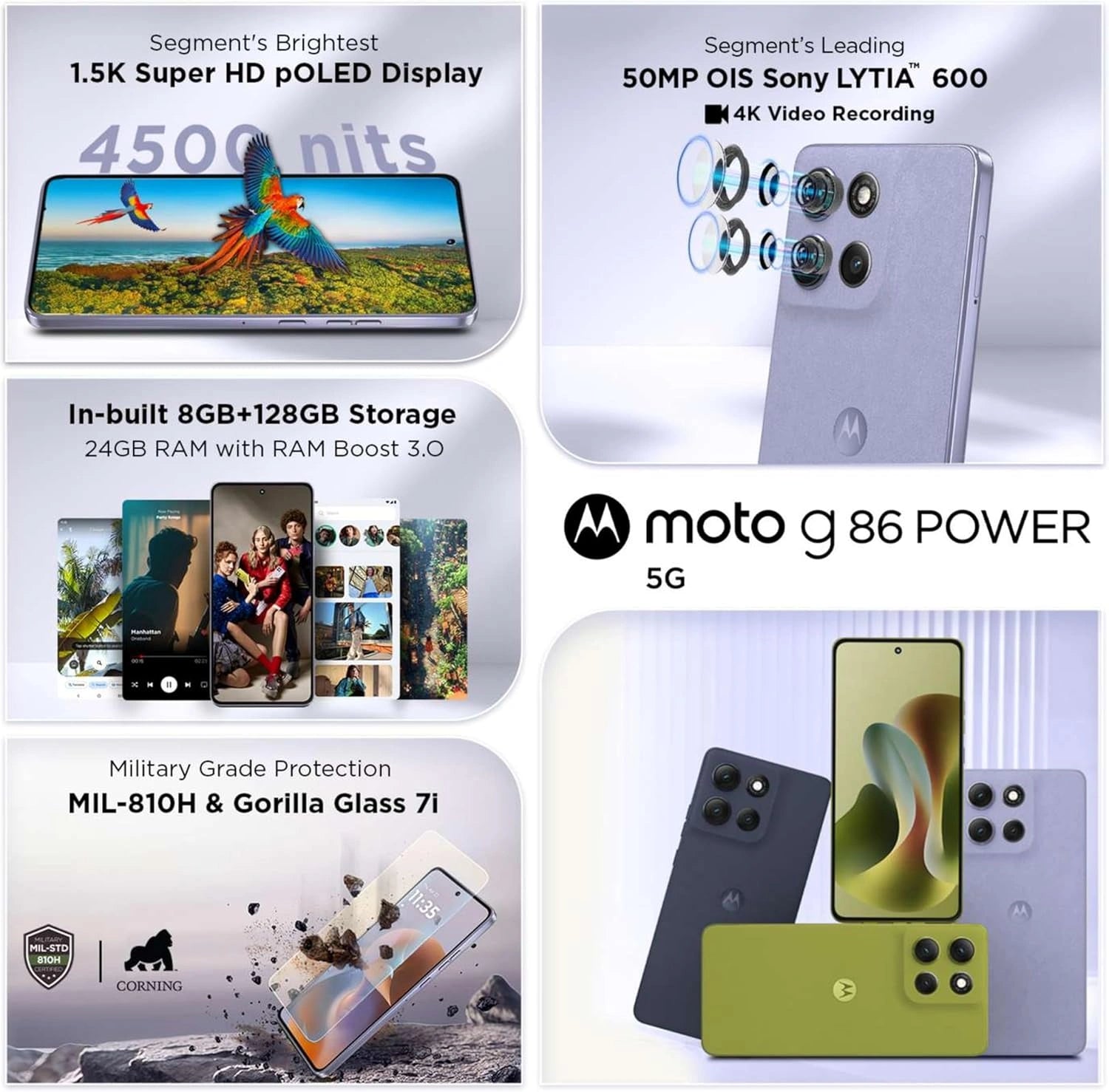 MOTOROLA G86 Power 5G (Pantone Cosmic Sky, 128 GB)  (8 GB RAM) Activated