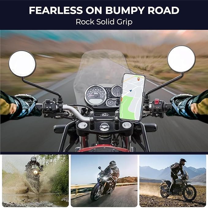 360° Rotating Bike Mobile Holder C1 Bike Mobile Stand Secure & Convenient Phone to Any Angle for Easy Navigation Fits for All Smartphones Black