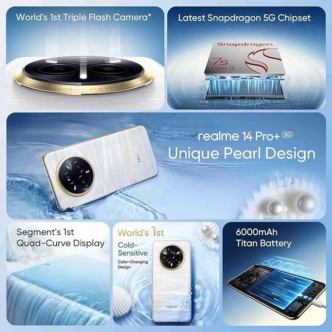 realme 14 Pro+ 5G (Pearl White, 256 GB)  (8 GB RAM)