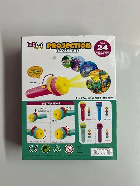 "Projection flashlight toy for kids, designed to explore and imagine with fun projected images."