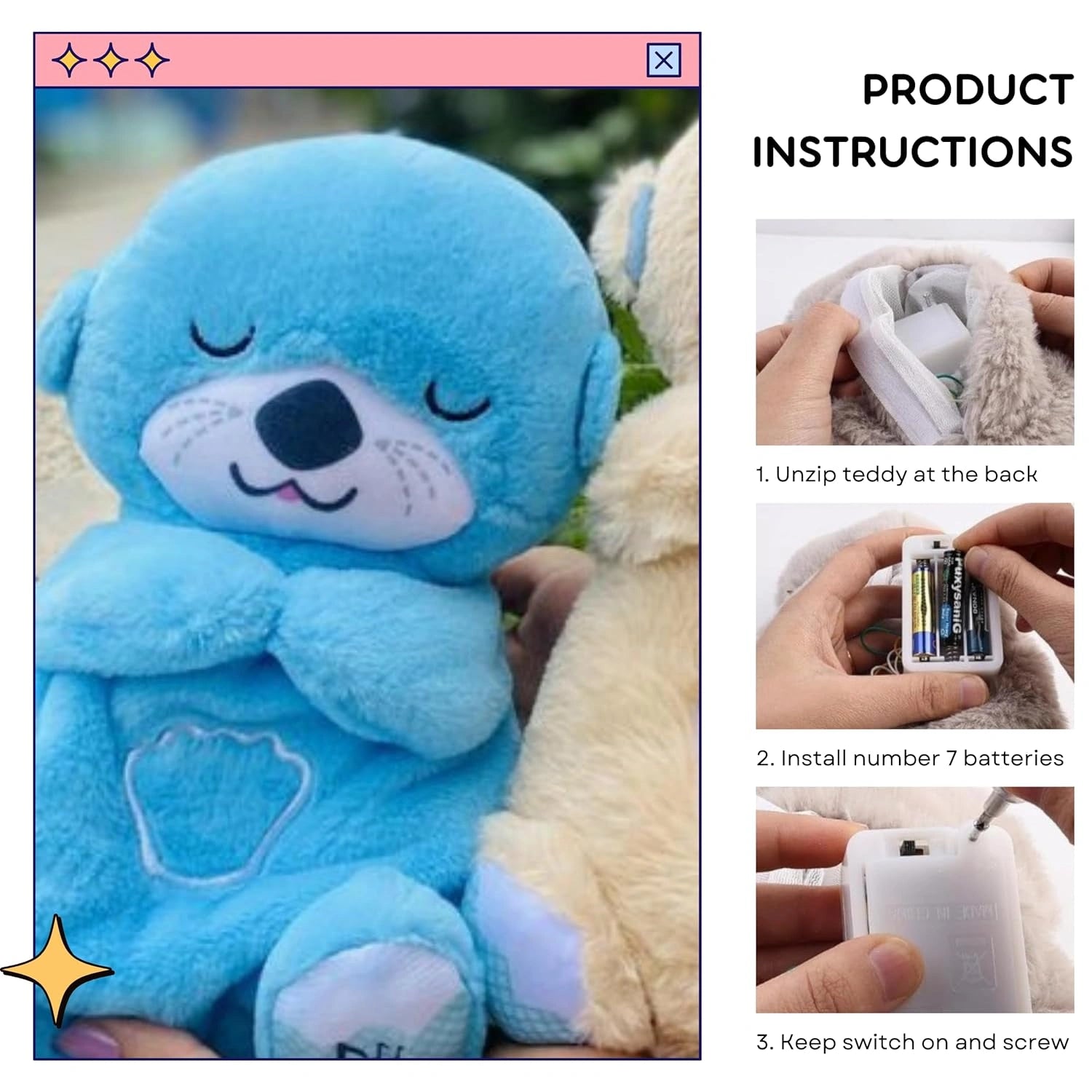 Breathing Teddy Soft Toys for Baby Girl and Boy Random color