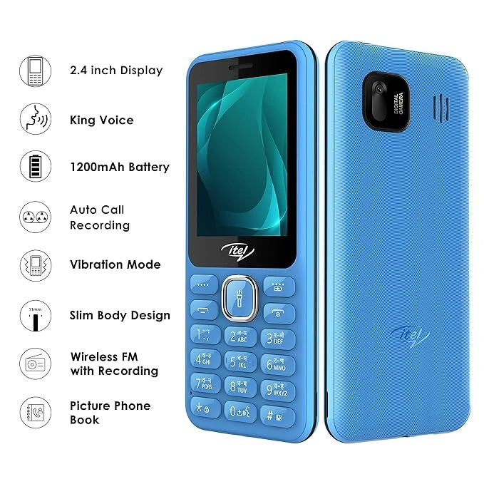 itel it5027 Keypad Mobile Phone with 2.4 inch Display Size |11mm Slim Body| 1200 mAh Battery| King Voice