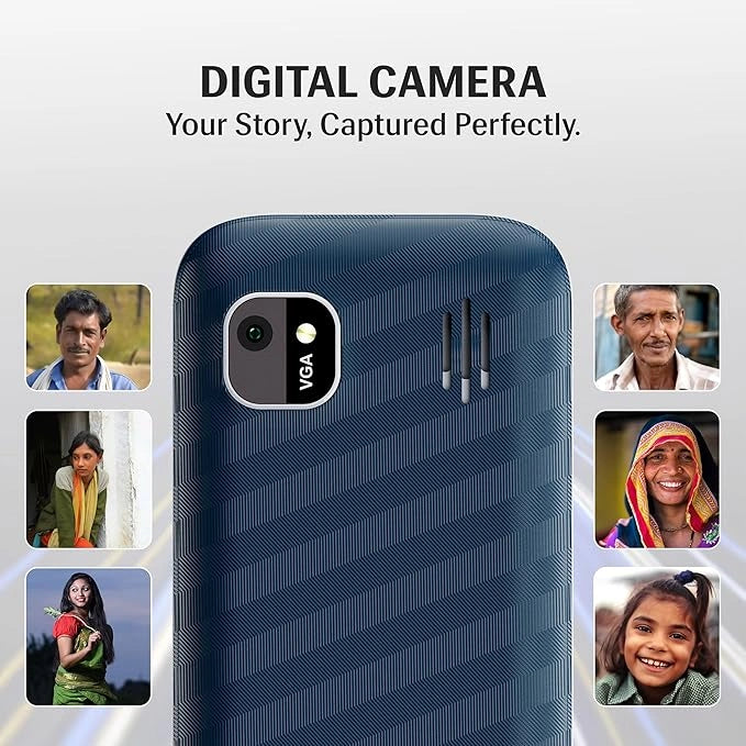 Lava Gem 2025 Dual Sim Keypad Phone (2.8" Display, Camera & Flash) | 2575mAh Smart AI Powerful Battery | Wireless FM & Recording | Stereo Speakers | Call Recording (Blue Chrome)