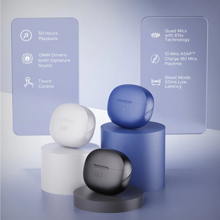 boAt Airdopes 170 TWS in Ear Earbuds with 50H Playtime, Quad Mics Enx Tech, Low Latency Mode, 13Mm Drivers, ASAP Charge, Ipx4, Iwp, Touch Controls & Bt V5.3(Classic Black)