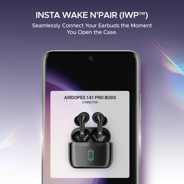 boAt Airdopes 141 Pro True Wireless Earbuds in Obsidian Black with Active Noise Cancellation, 42H Battery Life, Fast Charging, and Bluetooth 5.3 Connectivity