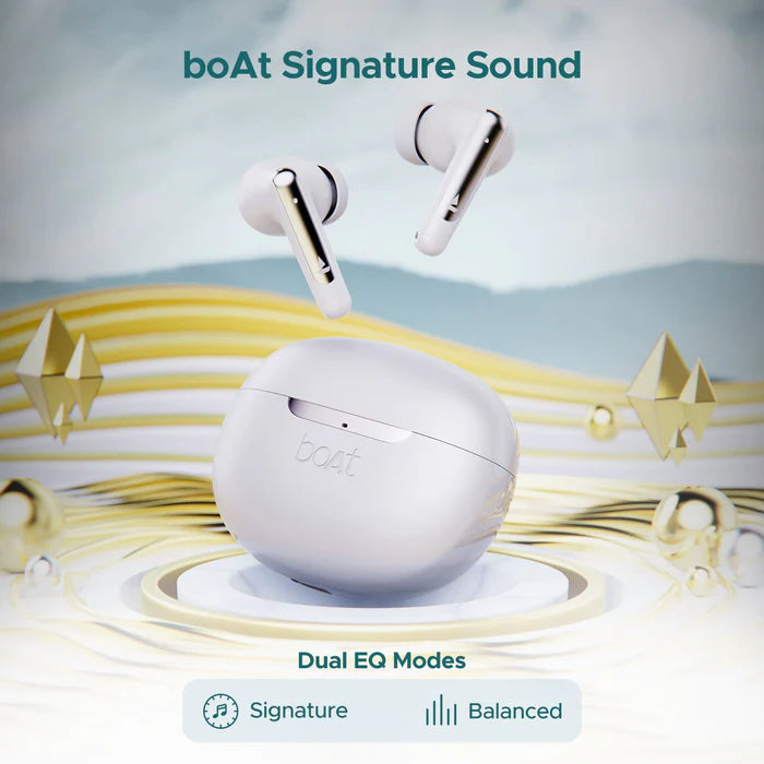 boAt Airdopes 141 ANC True Wireless Earbuds in White with Active Noise Cancellation, 42H Battery Life, Fast Charging, and Bluetooth 5.3 Connectivity