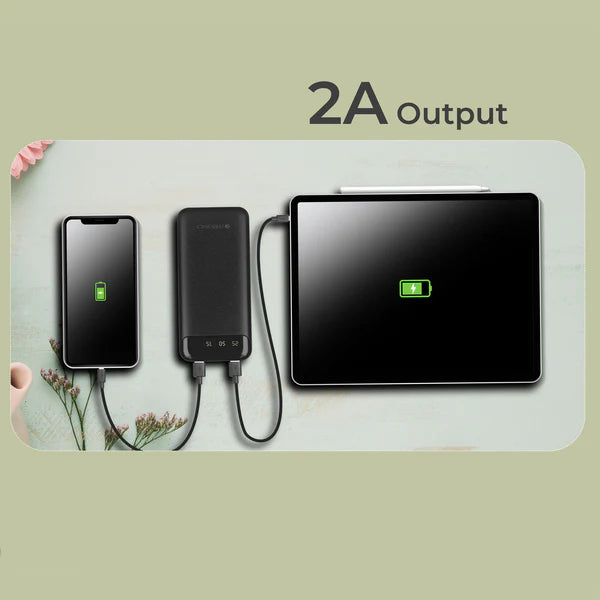 Zebronics 20000mAh Portable Power Bank with 22.5W Fast Charging, Dual USB Output, and Type-C Input