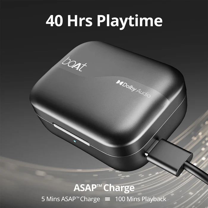 boAt Airdopes 800 w/ Dolby Audio, 4 Mics AI-ENx Tech, Titanium Drivers & ASAP Charge Bluetooth  (Interstellar White, True Wireless)