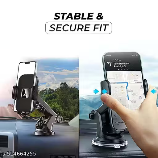 Mobile Holder for Car with Back Button Unlocking Mechanism, Strong Suction Cup, 360° Rotatable,Car Mobile Holder for Wildshield and Dashboard, Compatible with 4 to 7" Smartphone