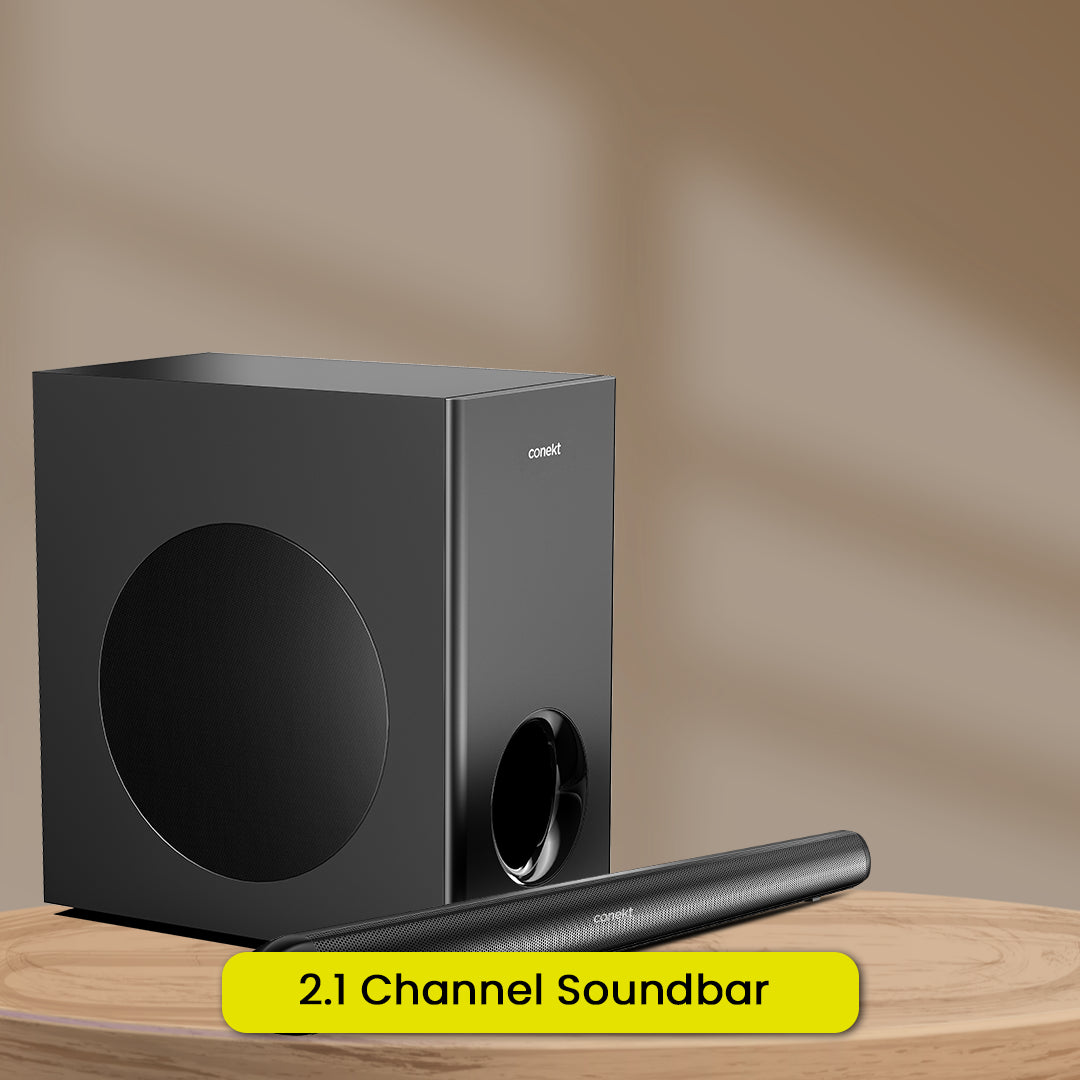 Insane 2090 sound bar with powerful stereo speakers, sleek black design, LED indicator lights, and compact modern build for immersive home audio experience.