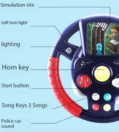 KRIDEZ multifunctional music toy – cartoon-style electronic steering wheel for children