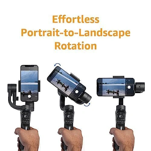 Handheld Gimbal Stabiliser with 3-Axis Feature and Tripod, Facial Tracking, Time Lapse, FPV, Up to 12 Hours Operational Time, Compatible with All Smart Phones