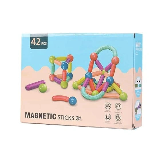 "KIDIIG 42-piece colorful magnetic sticks and balls set for kids, 3D construction building blocks, educational and puzzle toy, perfect for birthday gifts."